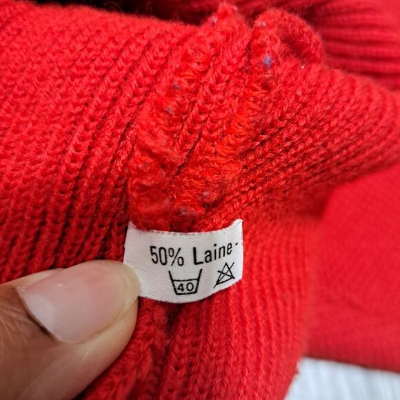 Vintage Monod Sports 80's Sweater Jacket Anorak Pocket Wool Banff Canada Red Lrg - Picture 5 of 17